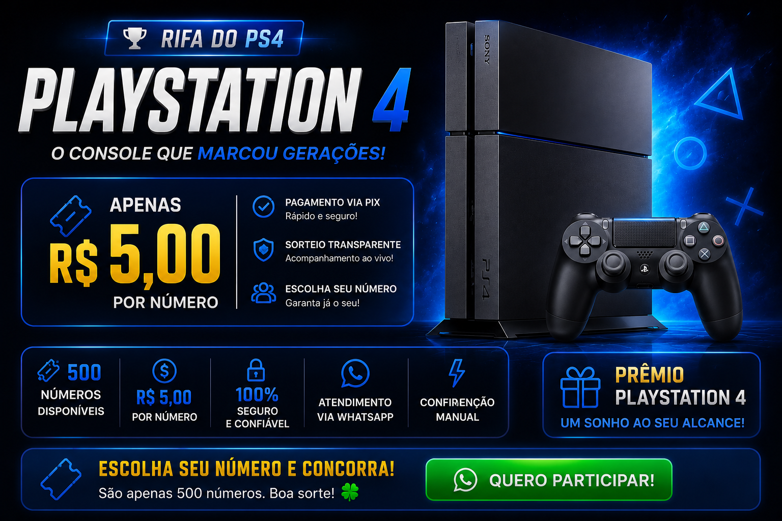 PlayStation 4 com controle